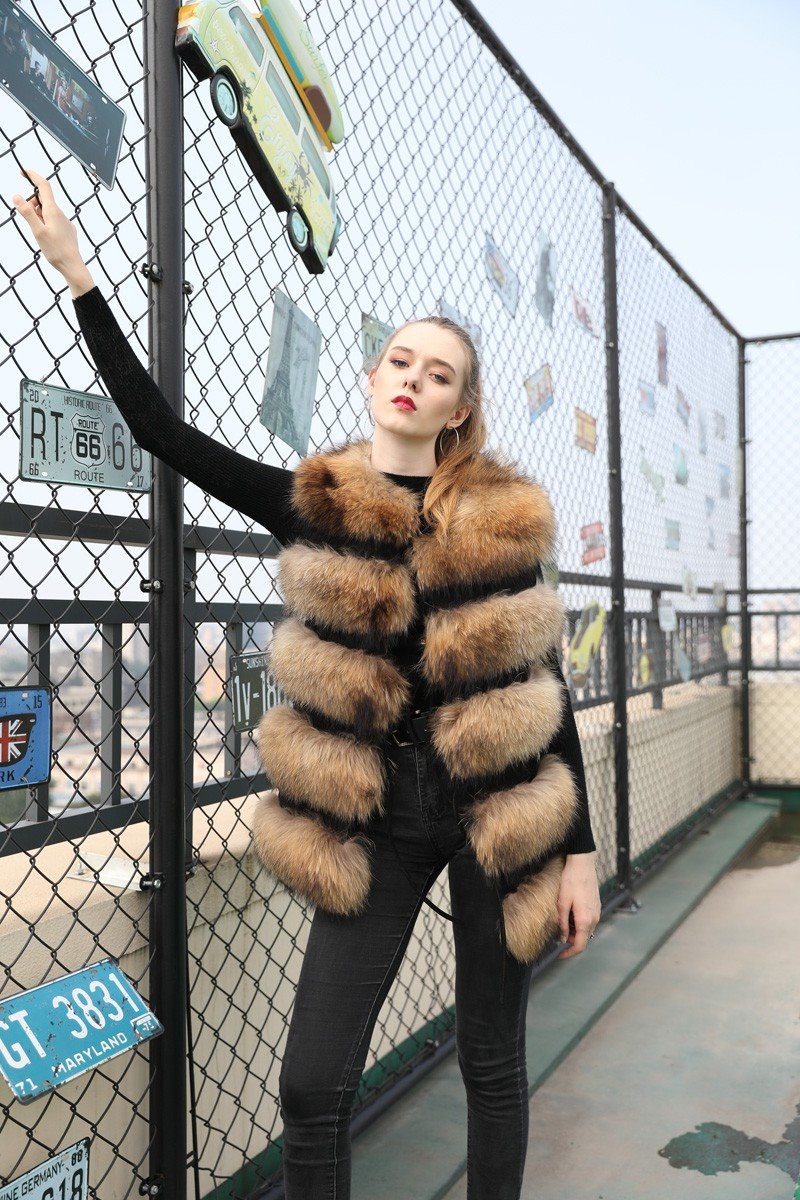 Raccoon fur Vest factory