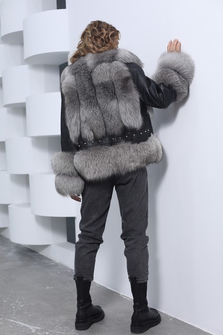 Real Silver Fox fur Coat